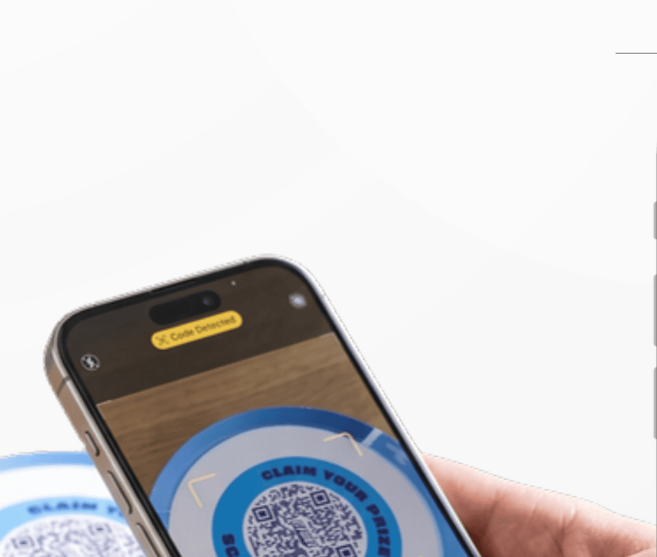 A phone scanning a Swapt QR sticker on a product